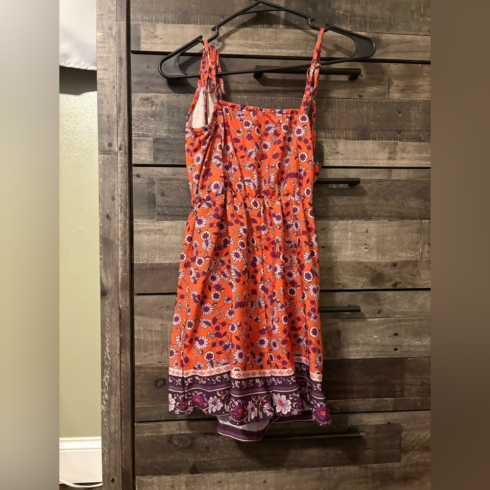 SHEIN Orange and Purple Floral Romper - Picture 4 of 5